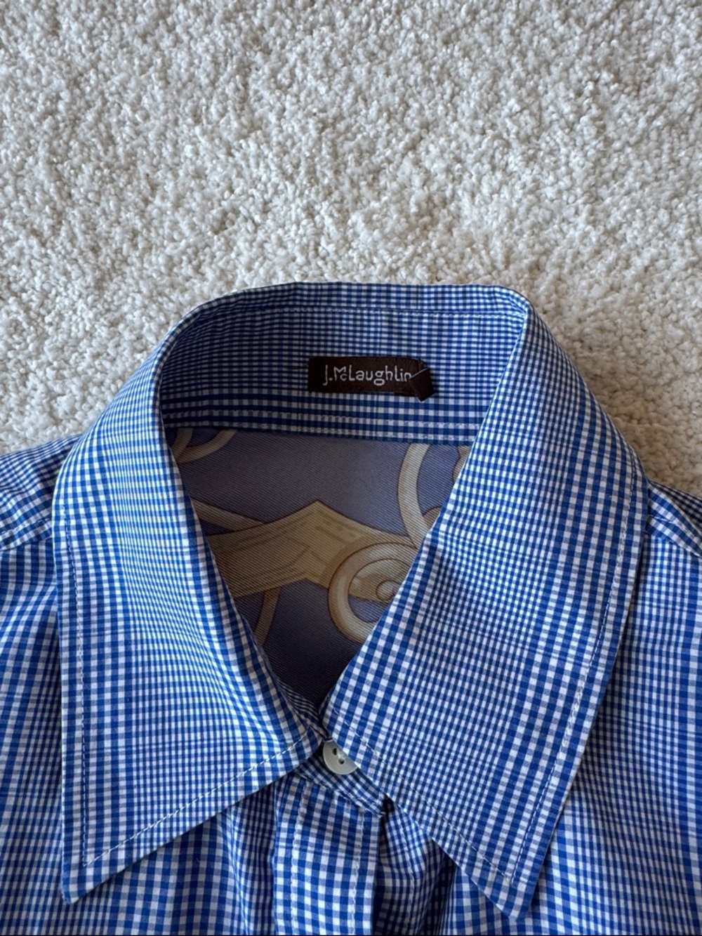 J. McLaughlin Blue Gingham Button Down Shirt - Picture 6 of 7